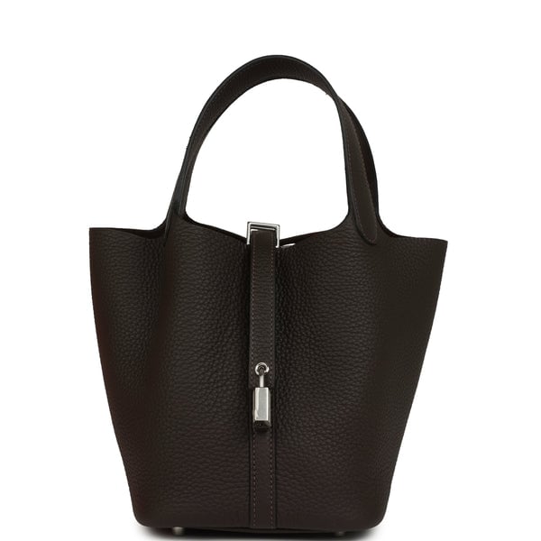 Hermes Hermes Picotin Lock 18 Bai Brun Clemence Palladium Hardware