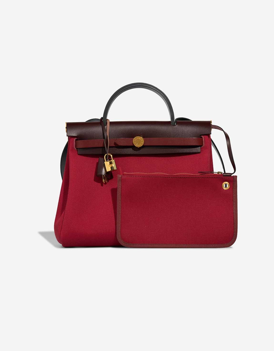Hermes 
		Herbag 31 Vache Hunter / Toile Rouge Sellier / Rouge Grenat / Rouge H    