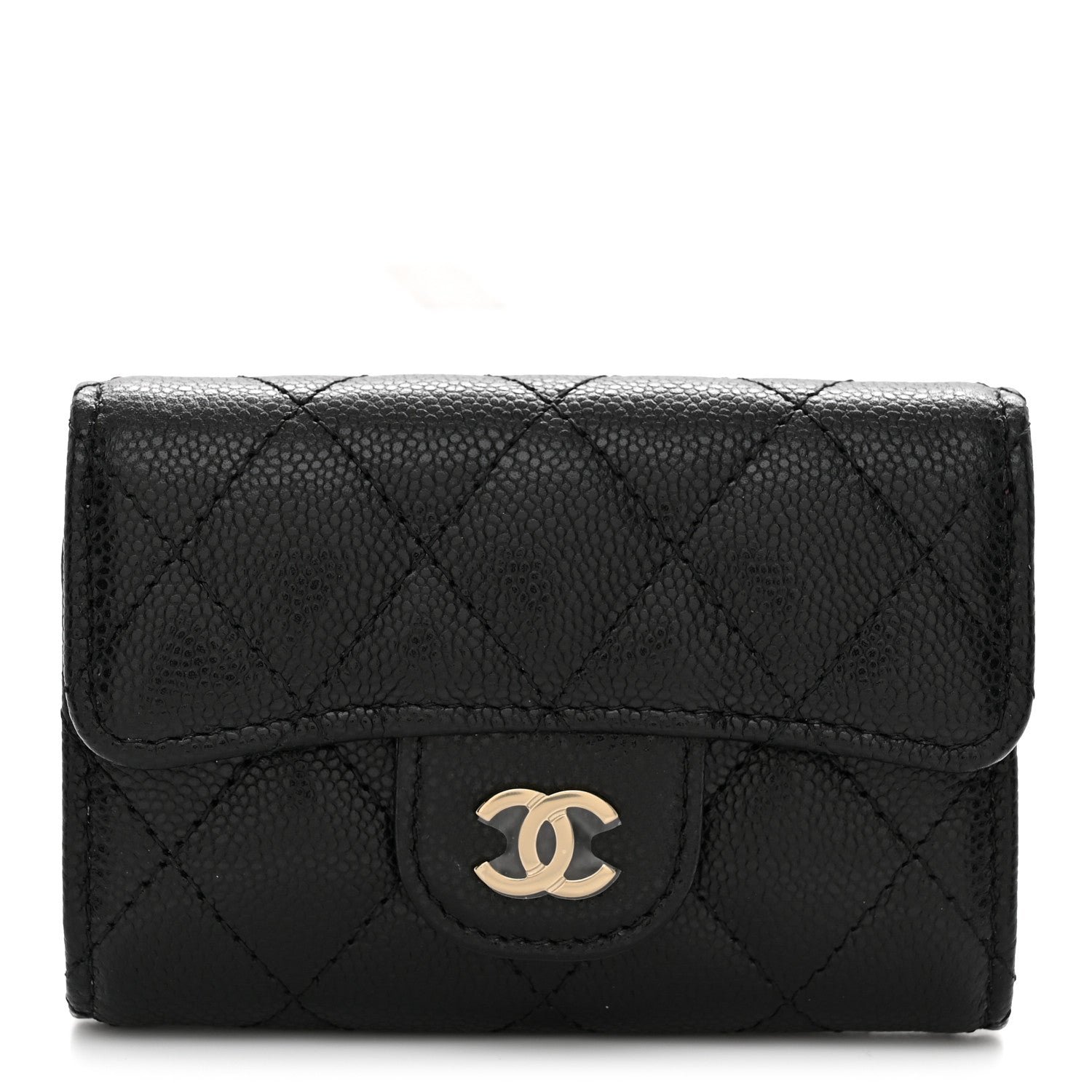 Chanel Caviar Quilted Classic 4 Key Holder Wallet Black