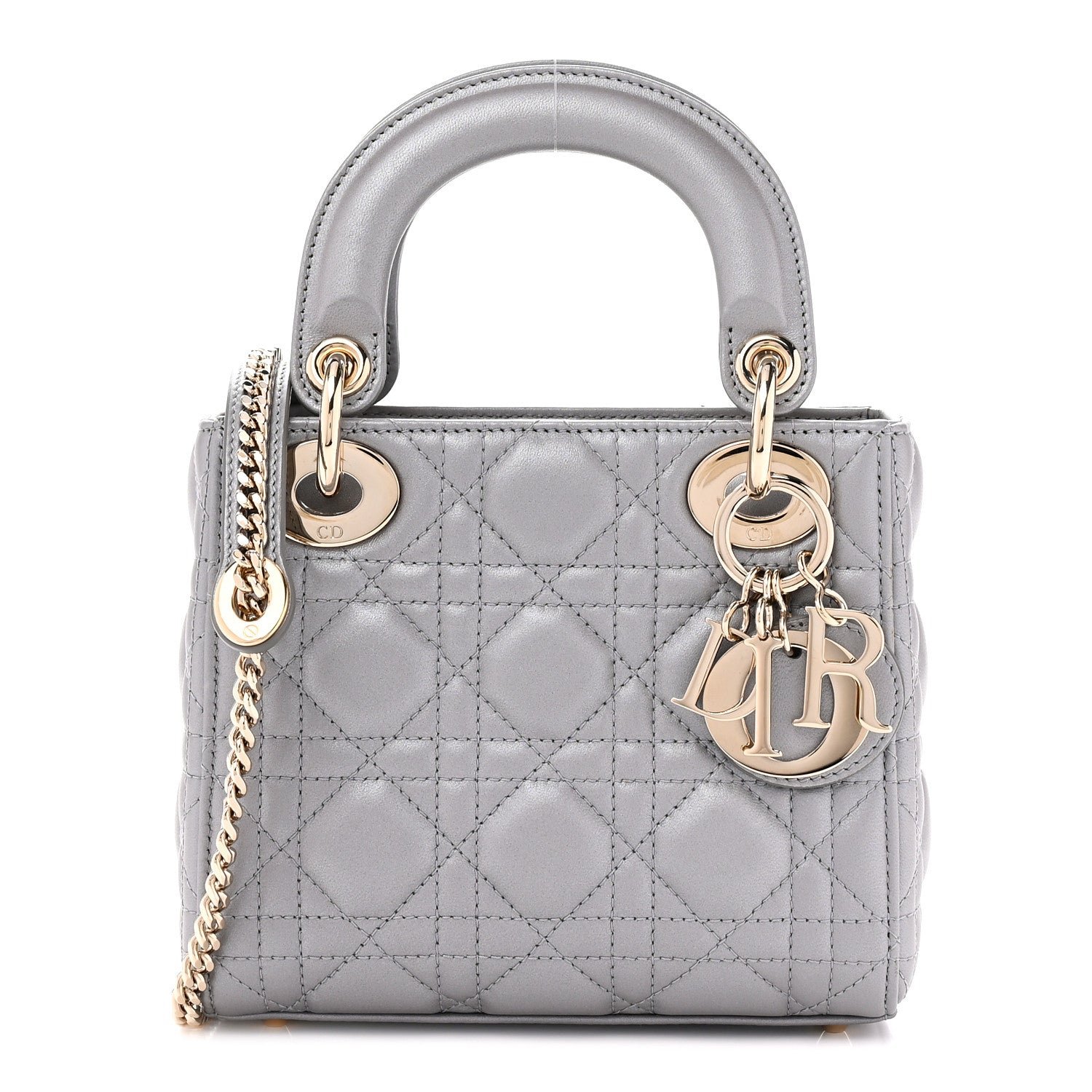 Christian Dior Lambskin Cannage Mini Lady Dior Grey