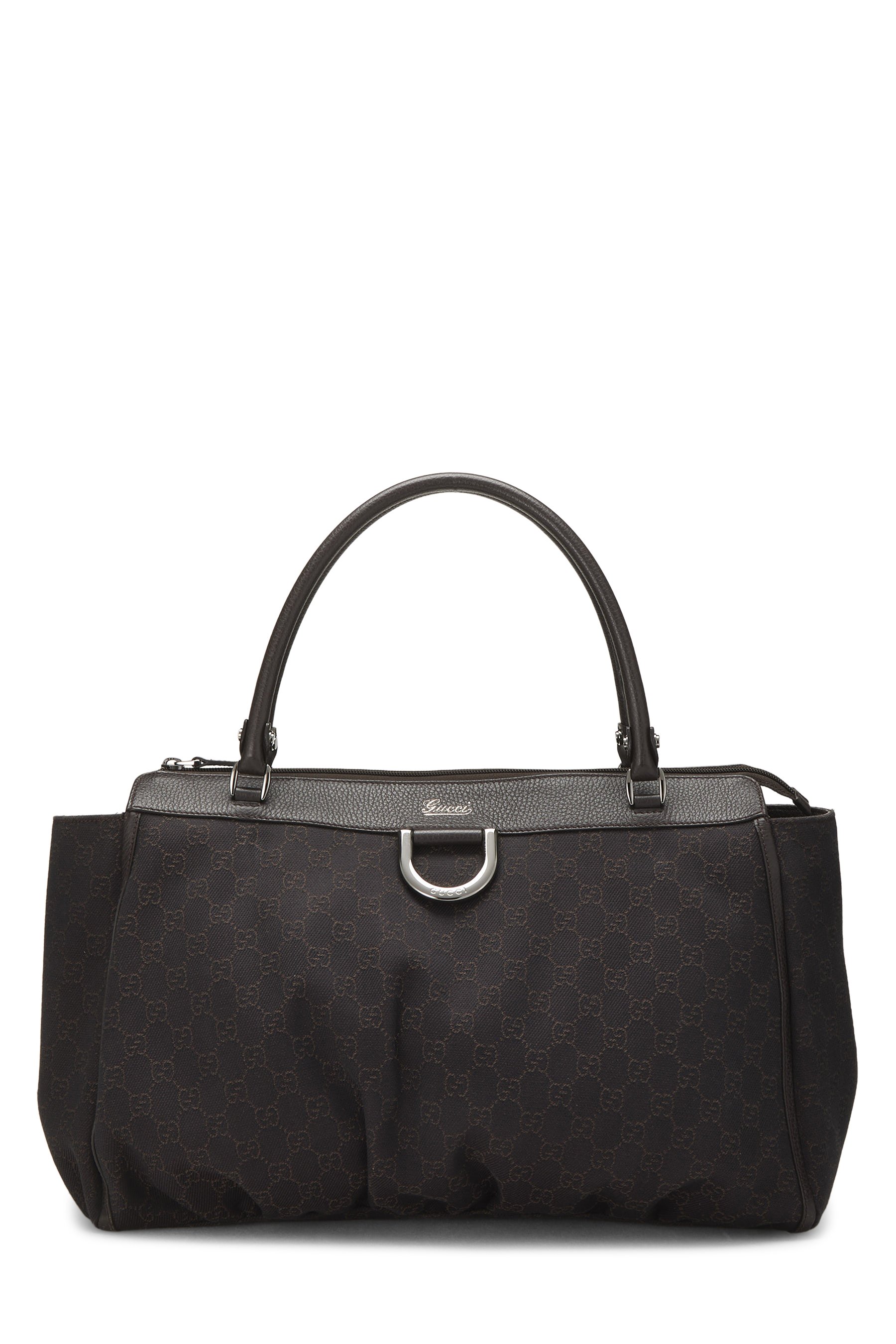 Gucci Brown GG Canvas D-Ring Abbey Zip Tote