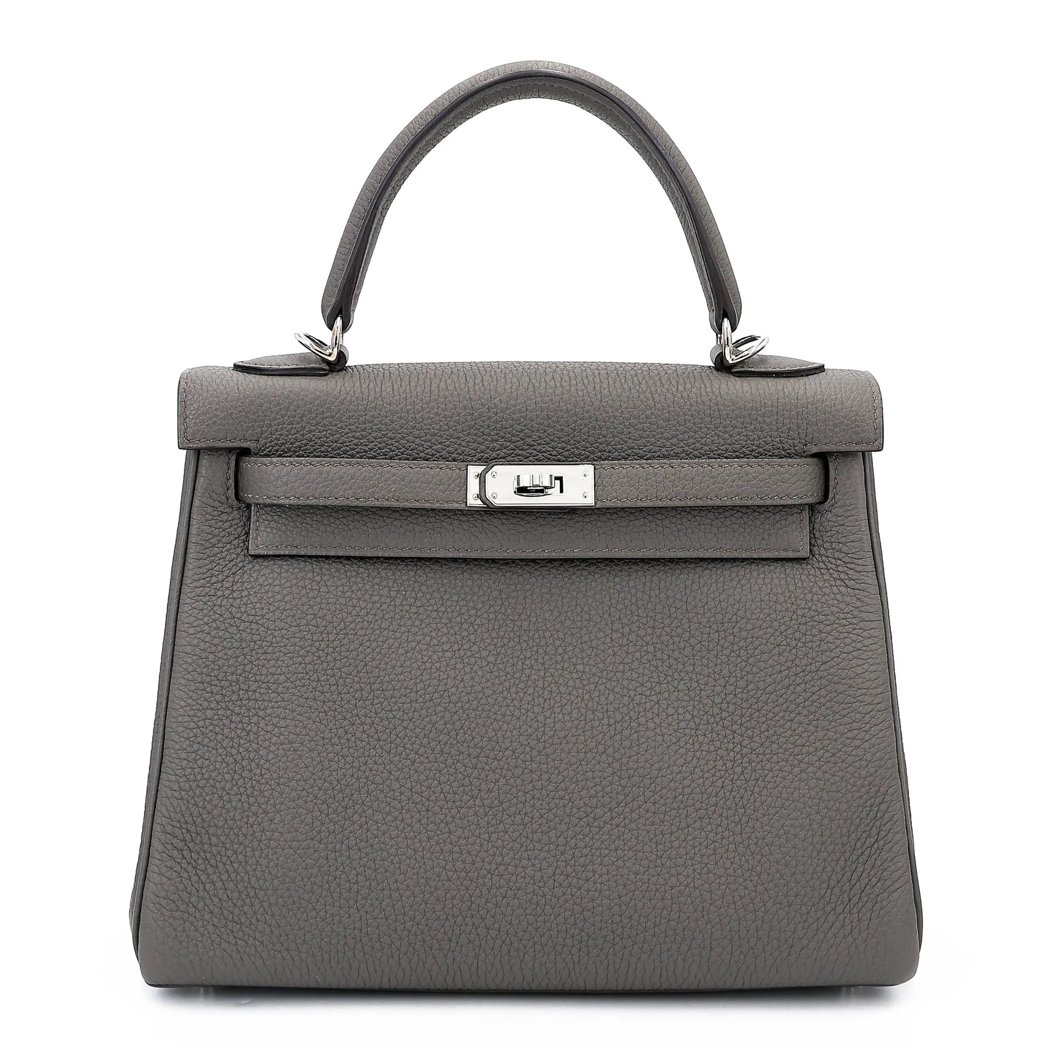 Very Good ( Rank A) HERMÈS Kelly 25 Etain (8F) Togo Palladium hardware Y (2020)