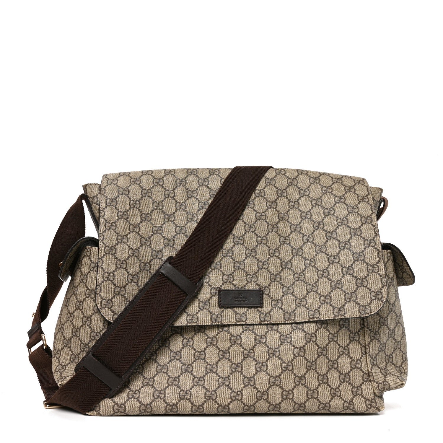 Gucci GG Plus Monogram Messenger Diaper Bag Dark Brown