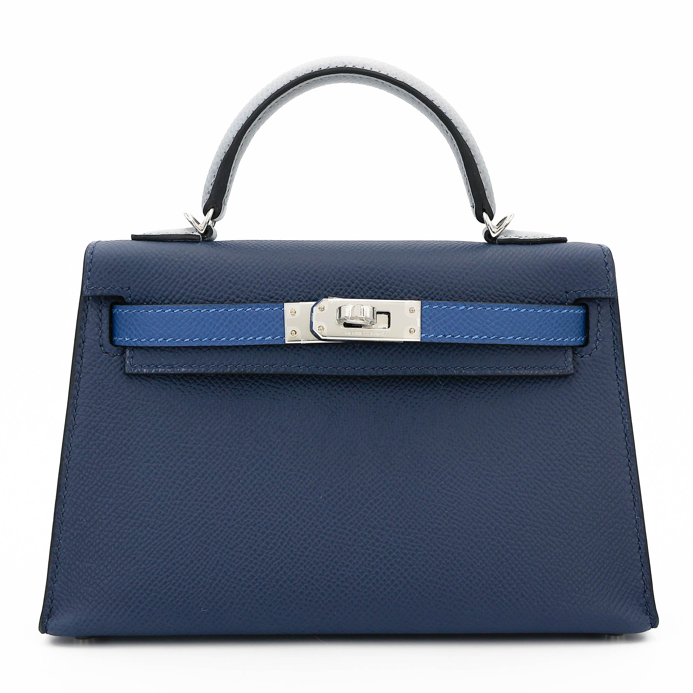 Brand New ( Rank N ) HERMÈS Mini Kelly II Bleu Abysse (7K) Bleu Tie (P5) Gris Pantin (P0) Epsom Palladium hardware K (2025)