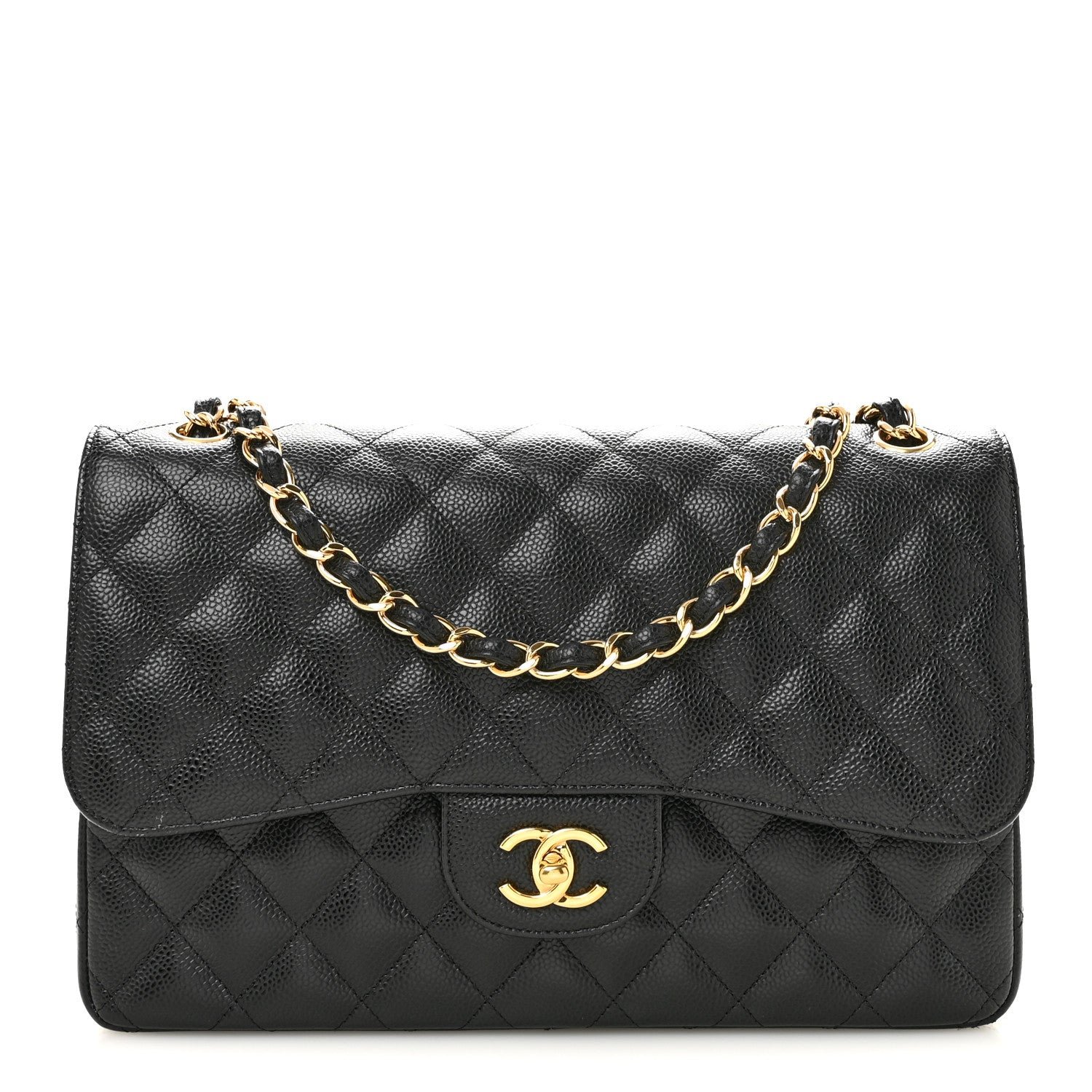 Chanel Caviar Quilted Jumbo Double Flap Black Black