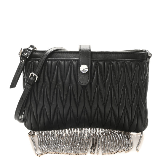 Miu Miu Nappa Matelasse Crystal Mini Crossbody Black