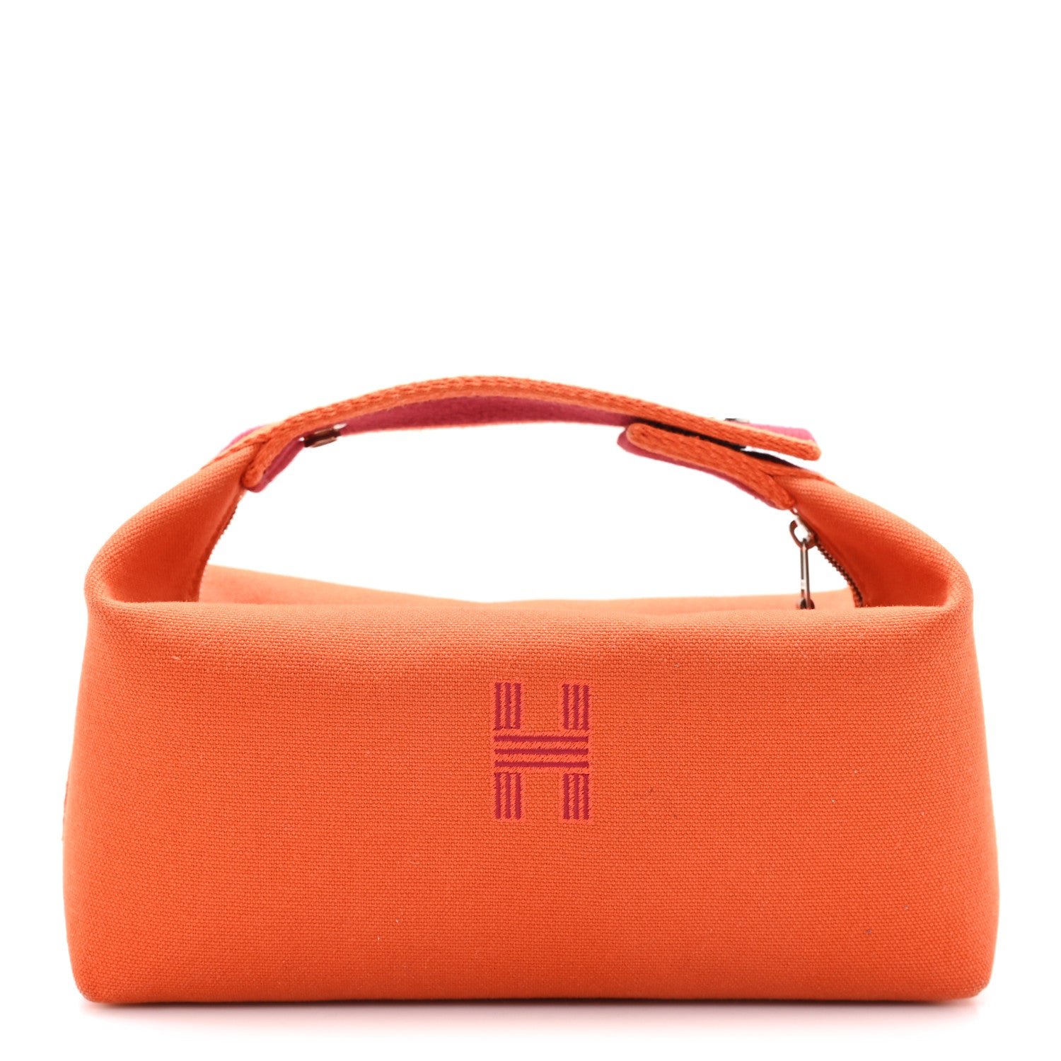 Hermes Canvas Small Bride-A-Brac Pouch Orange Burgundy