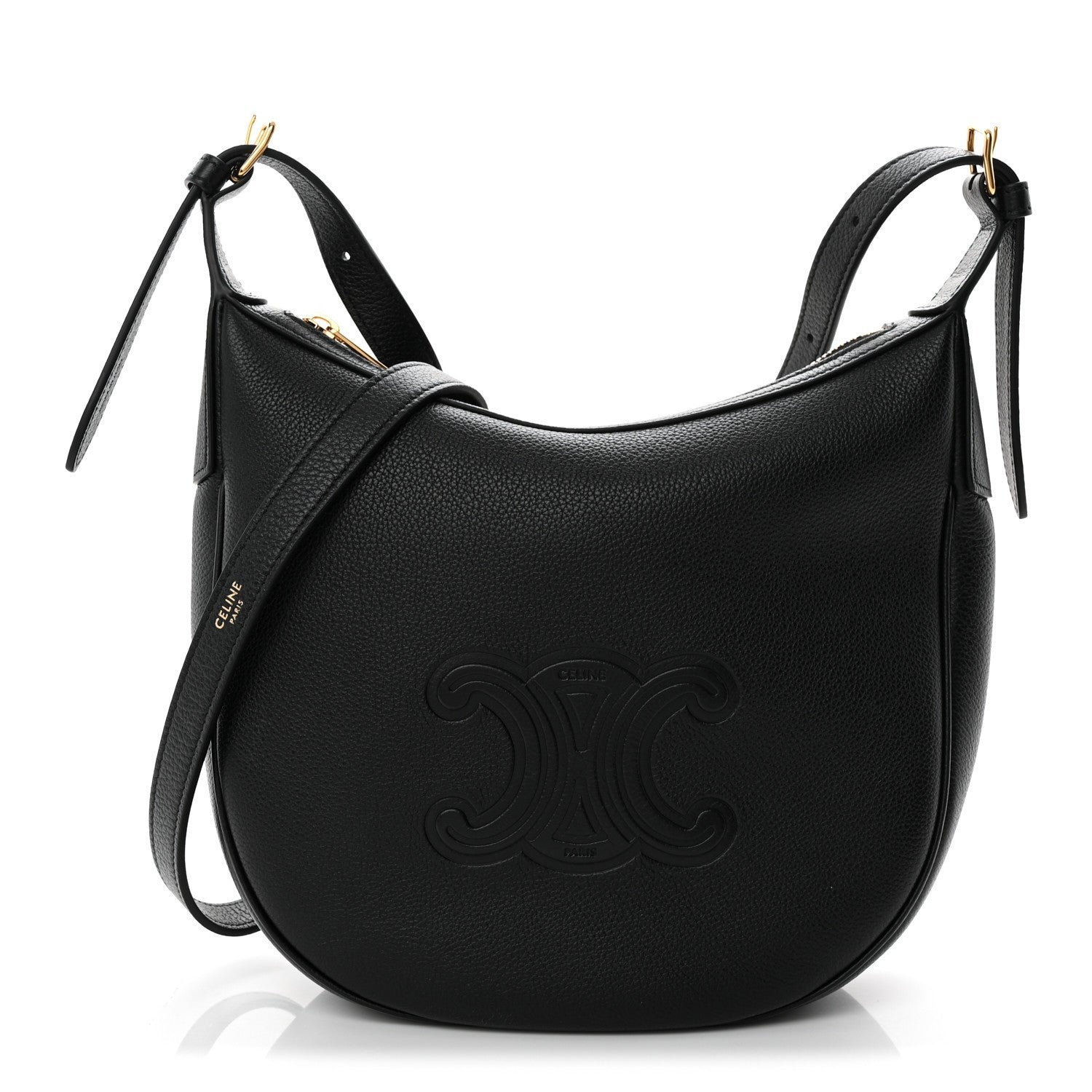 Celine Supple Calfskin Cuir Triomphe Small Heloise Shoulder Bag Black