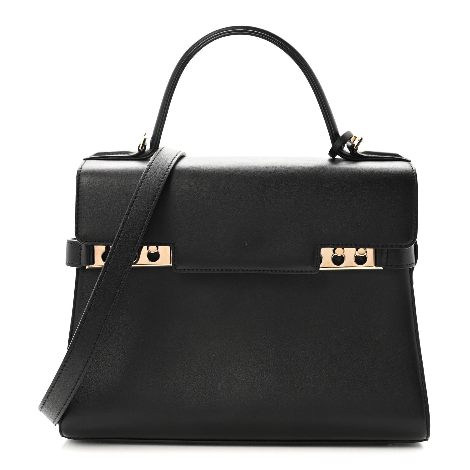Delvaux Calfskin MM Tempete Satchel Black