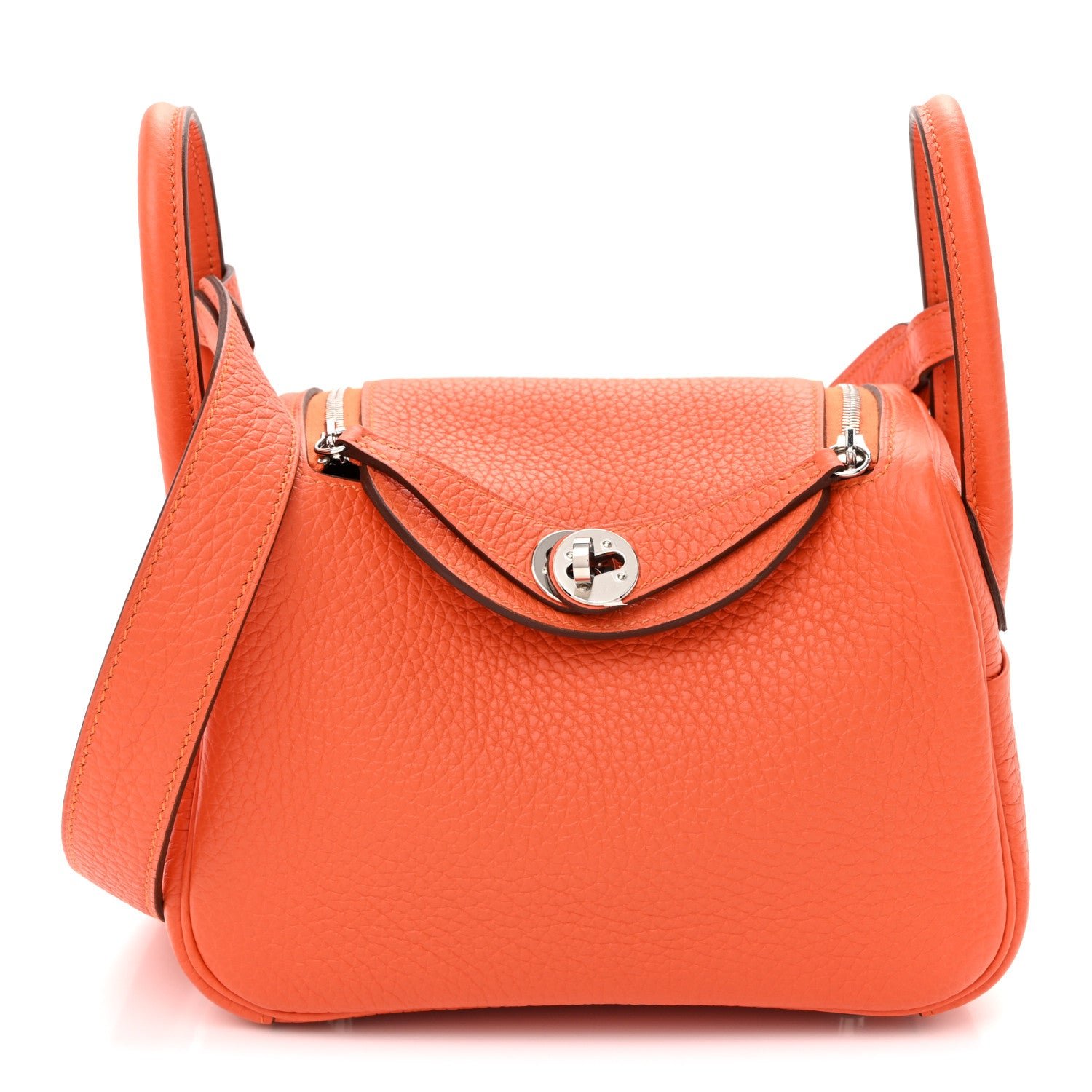 Hermes Taurillon Clemence Mini Lindy 20 Feu