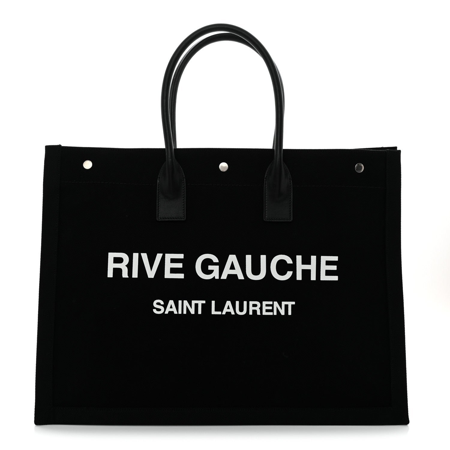 Saint Laurent Linen Calfskin Rive Gauche Tote Black