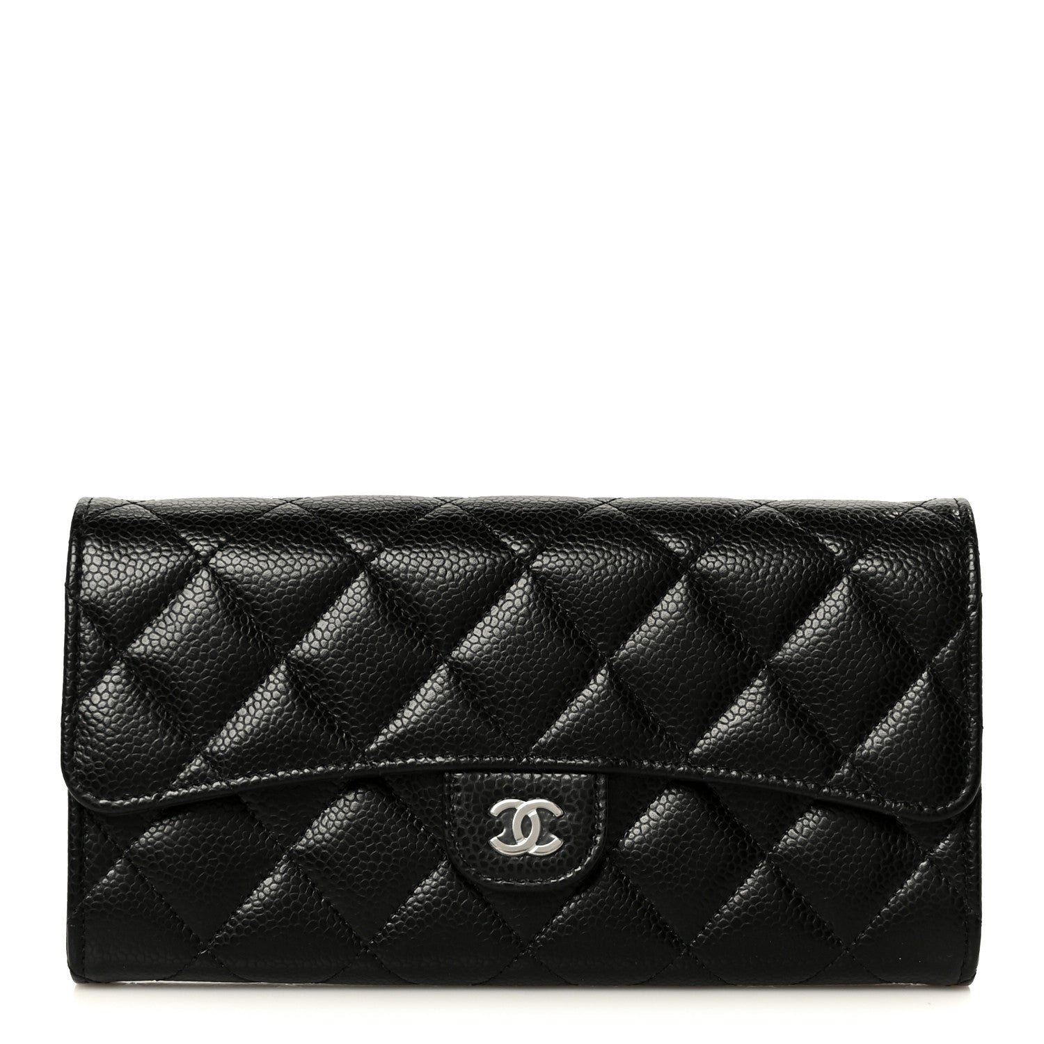 Chanel Caviar Quilted Large Gusset Flap Wallet Black