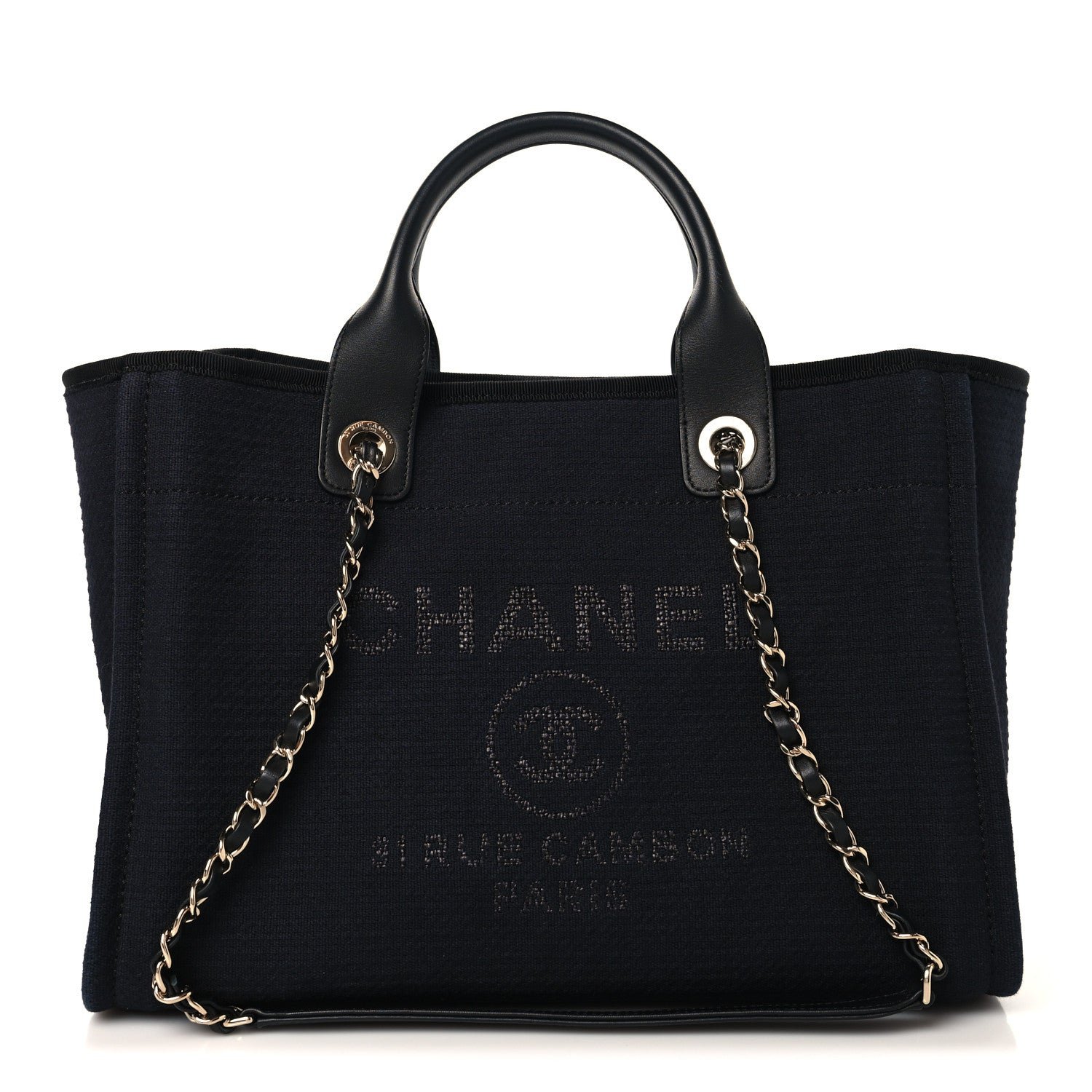 Chanel Mixed Fibers Small Deauville Tote Black