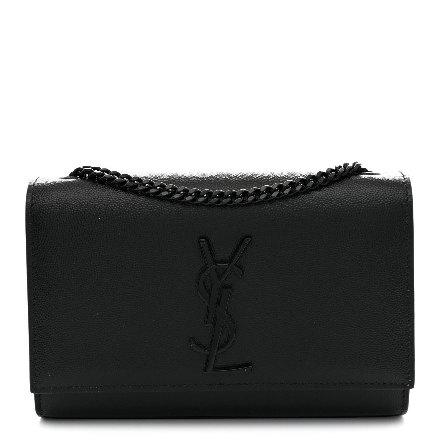 Saint Laurent Grain De Poudre Small Monogram Monochrome Kate Satchel Black