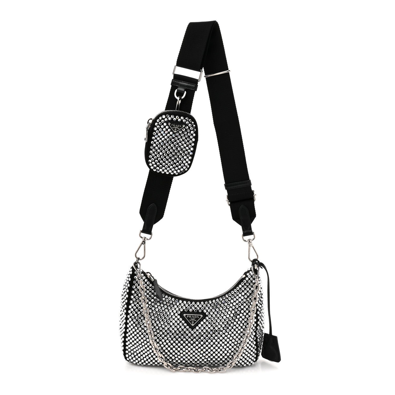 Prada Satin Crystal Re-Edition 2005 Shoulder Bag Cristal