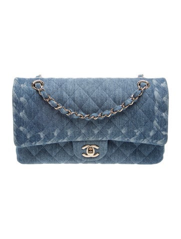 Classic Medium Denim Double Flap Bag