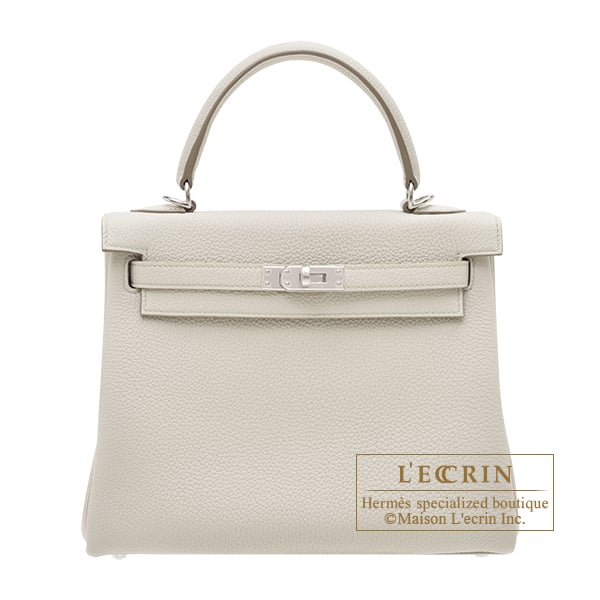 Hermes Kelly bag 25 Retourne Beton Togo leather Silver hardware