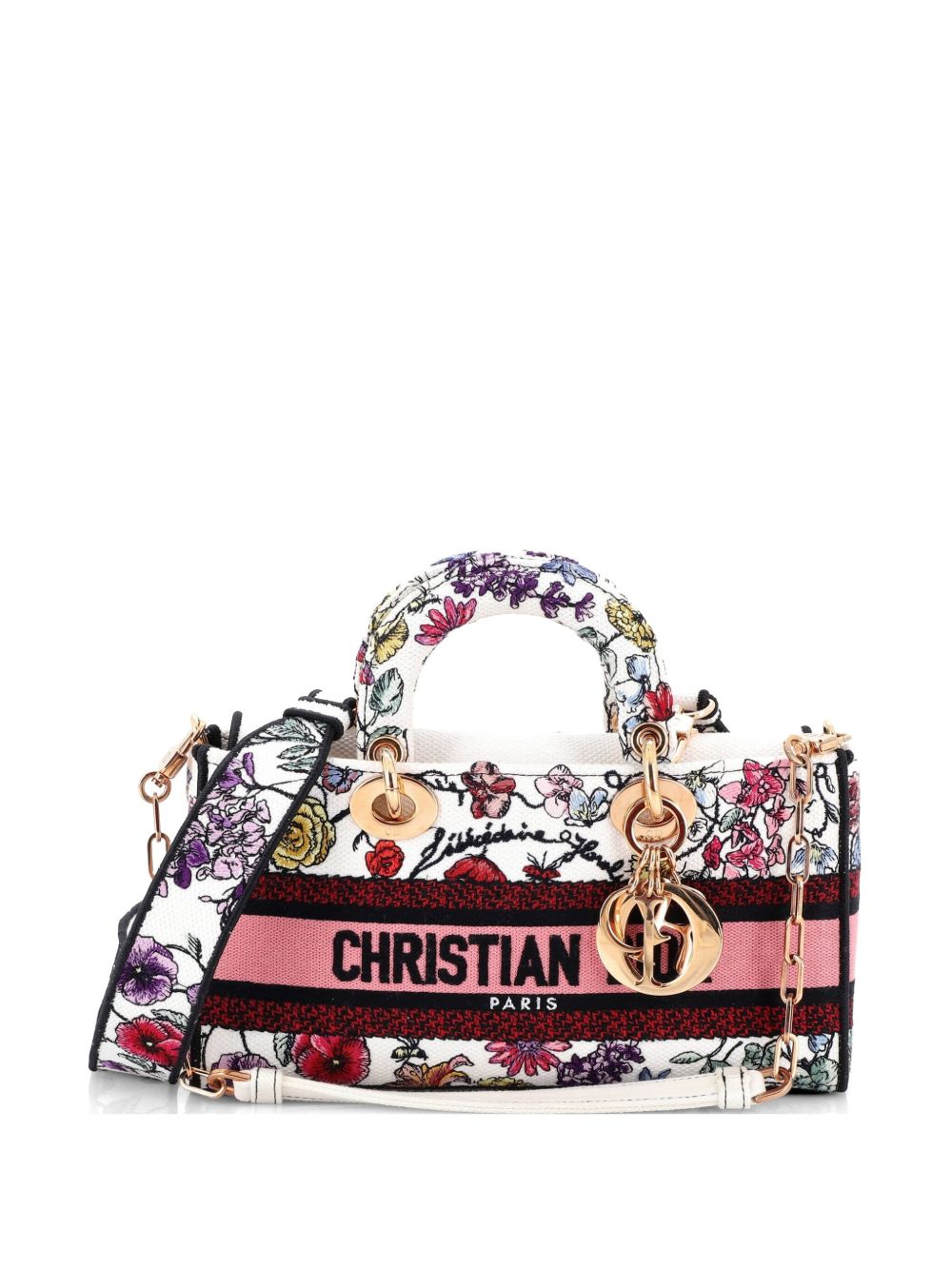 Lady D-Joy Bag Embroidered Canvas Medium satchel