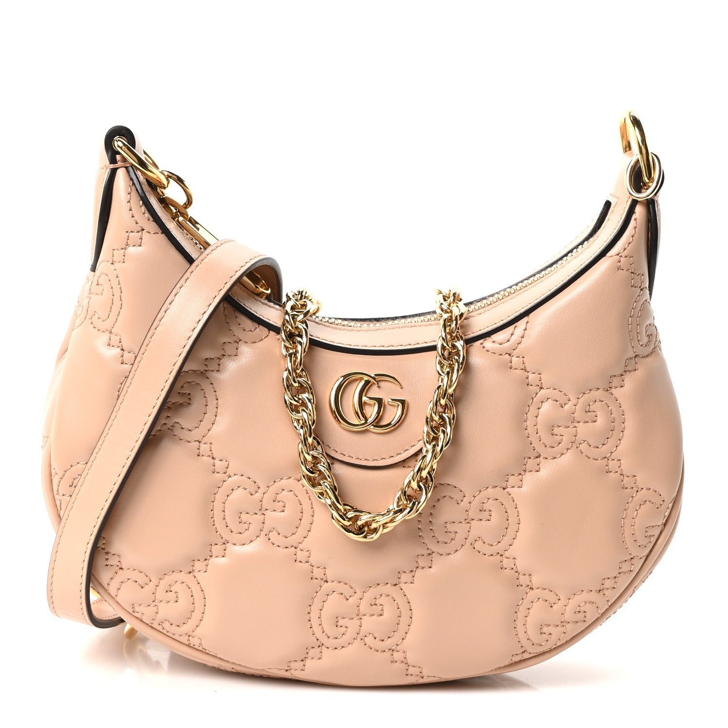 Gucci Calfskin GG Matelasse Mini Hobo Shoulder Bag Perfect Pink Natural