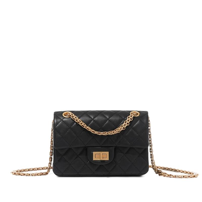 Chanel Black Quilted Lambskin 2.55 Reissue Mini Flap Bag Aged Gold Hardware, 2024