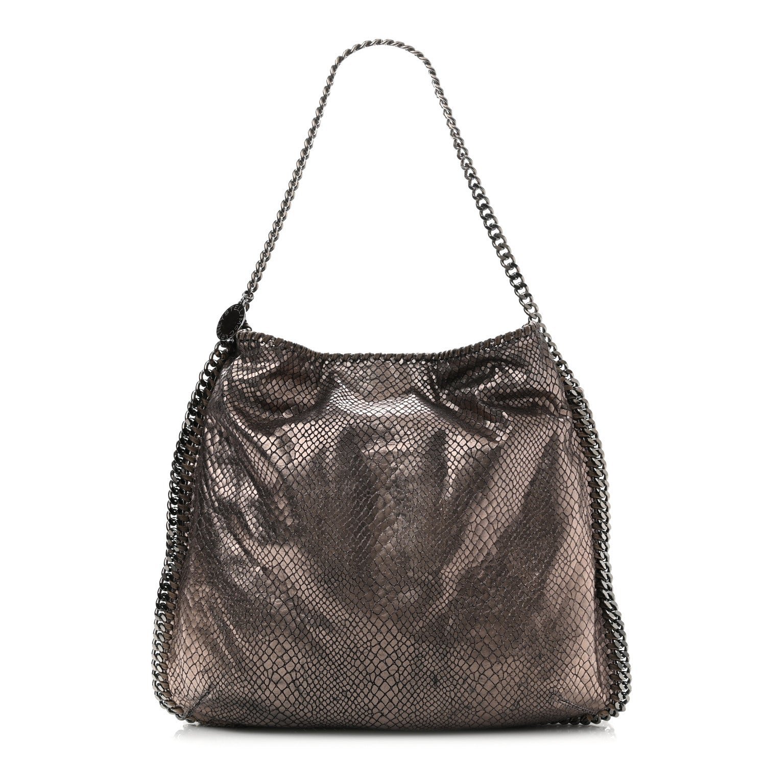 Stella McCartney Stella McCartney Metallic Snakeskin Print Falabella Tote Ruthenium