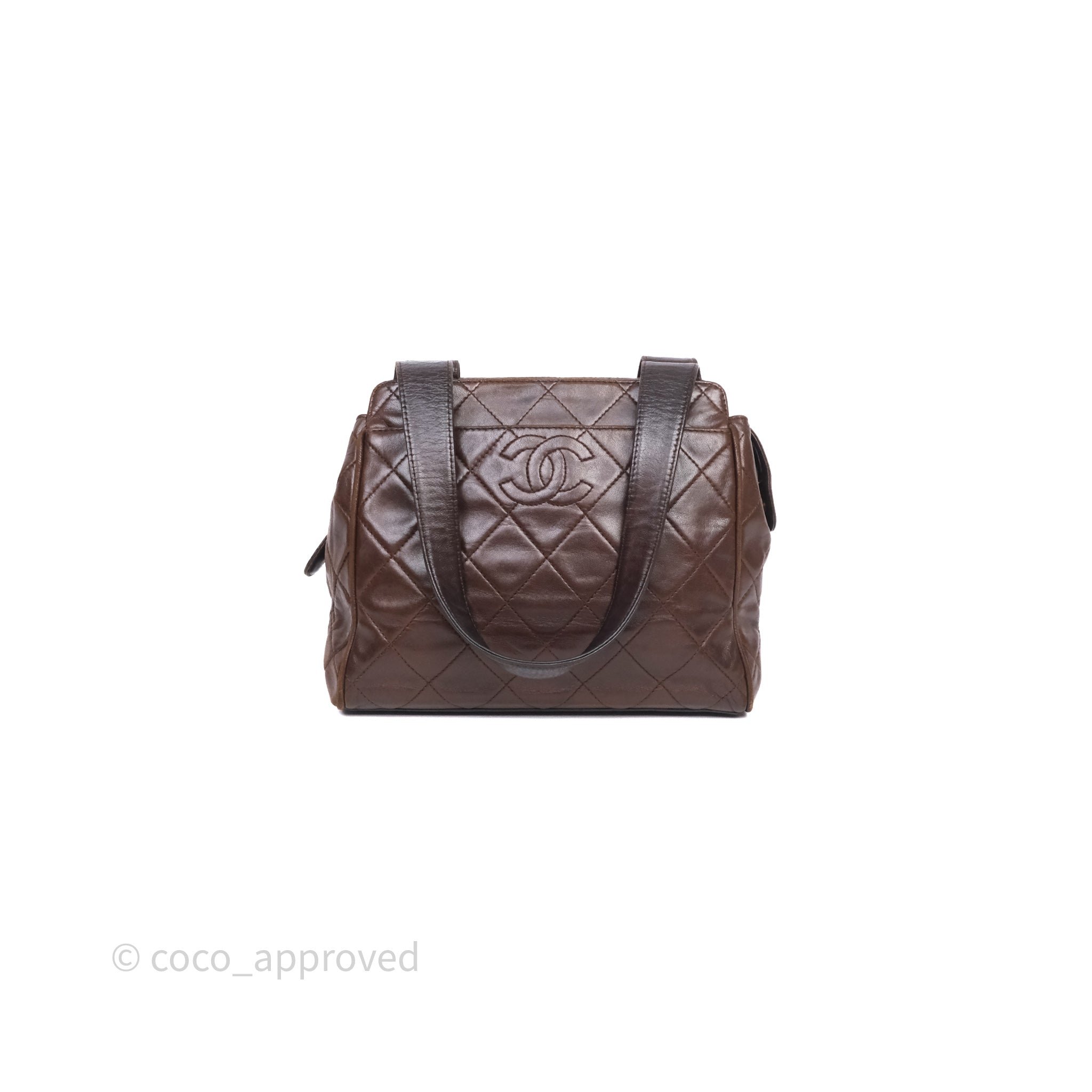 Chanel Vintage Quilted Shoulder Bag Brown Lambskin Gold Hardware