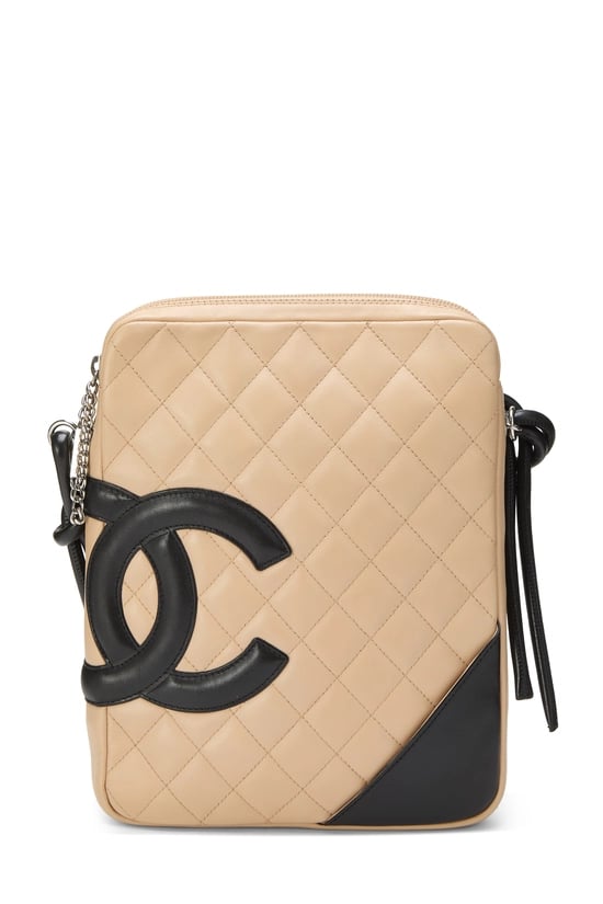Beige Quilted Calfskin Cambon Shoulder Bag