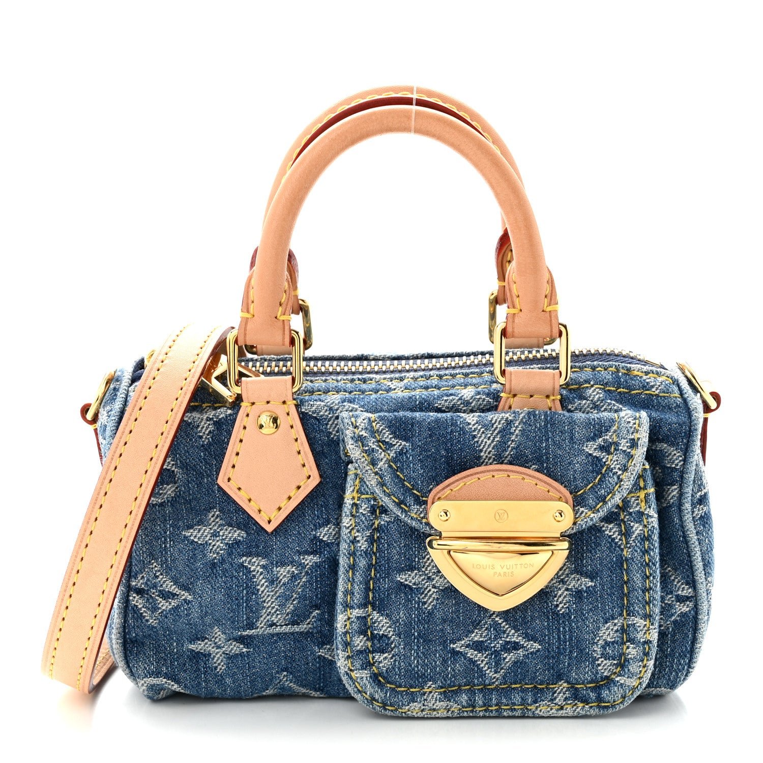 Louis Vuitton Monogram Denim Nano Speedy Blue