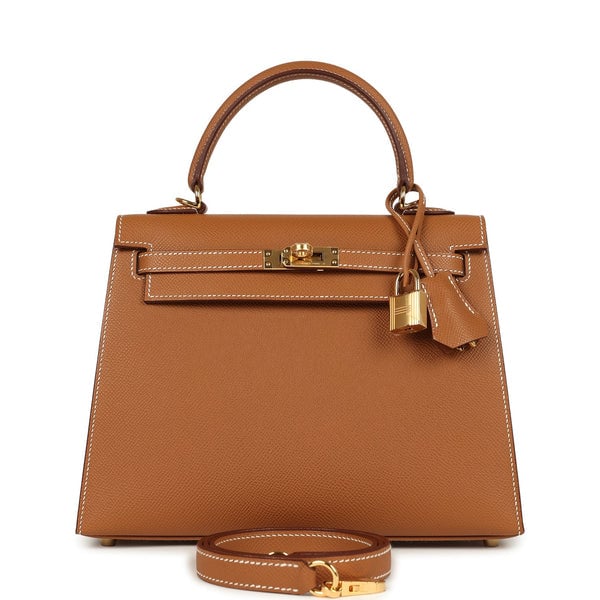 Hermes Hermes Kelly Sellier 25 Gold Epsom Gold Hardware