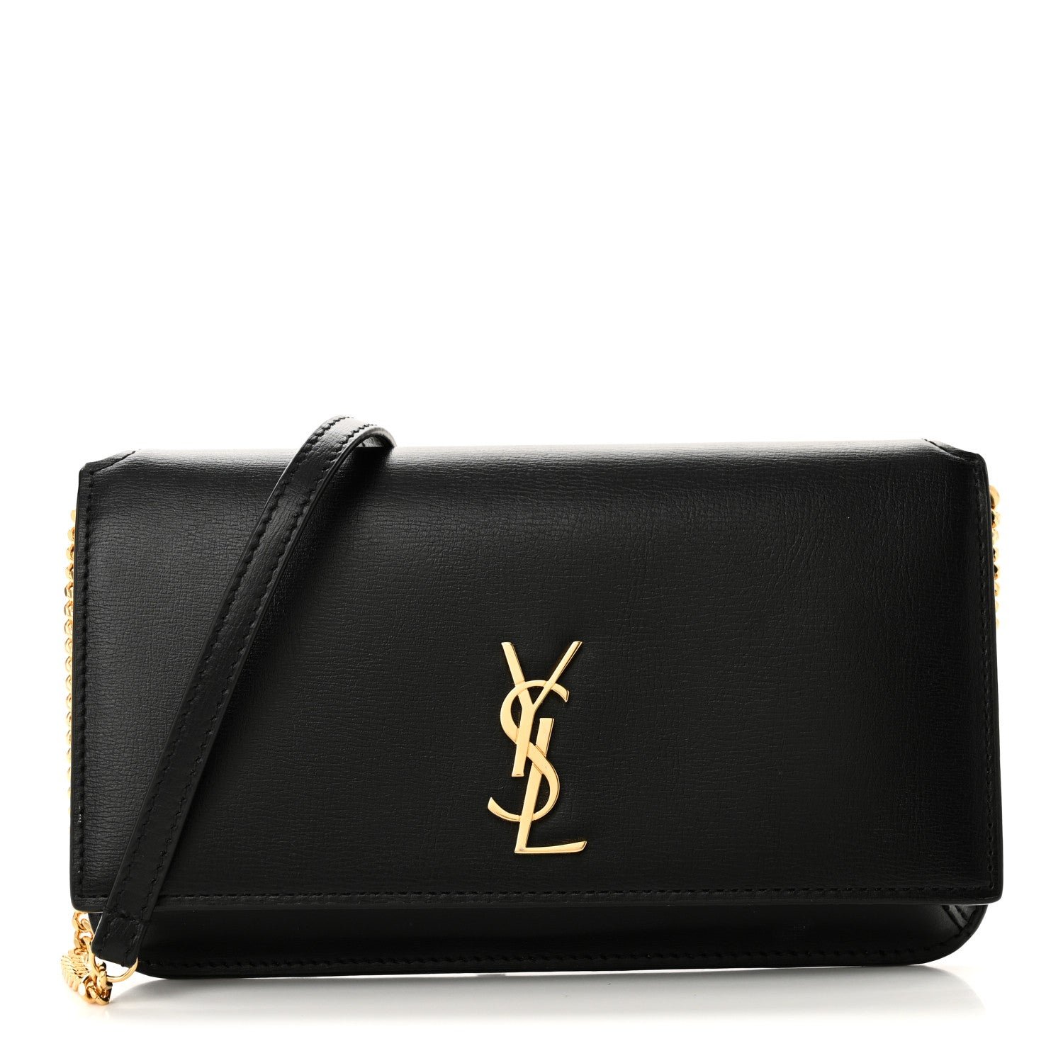 Saint Laurent Smooth Calfskin Monogram Phone Holder Crossbody Black