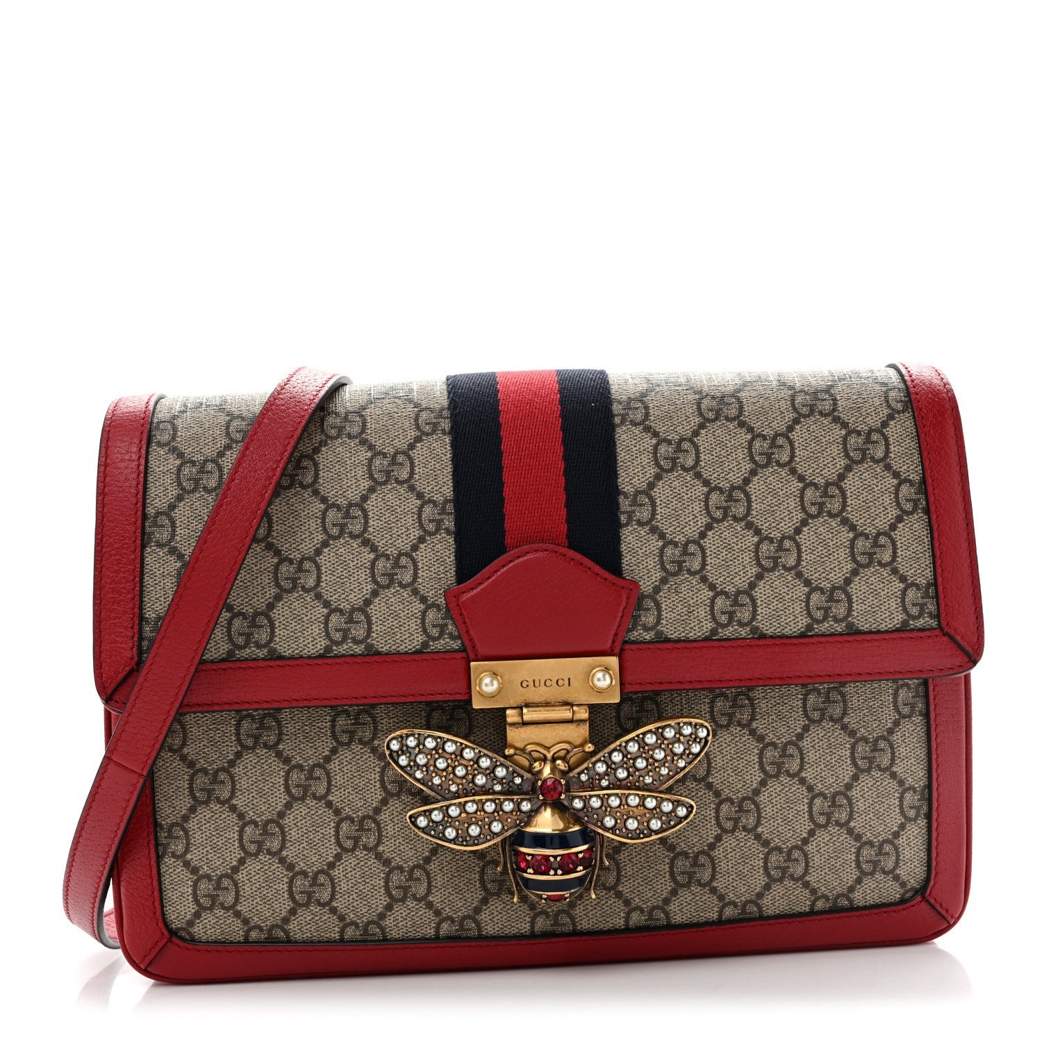 Gucci GG Supreme Monogram Medium Queen Margaret Shoulder Bag Red