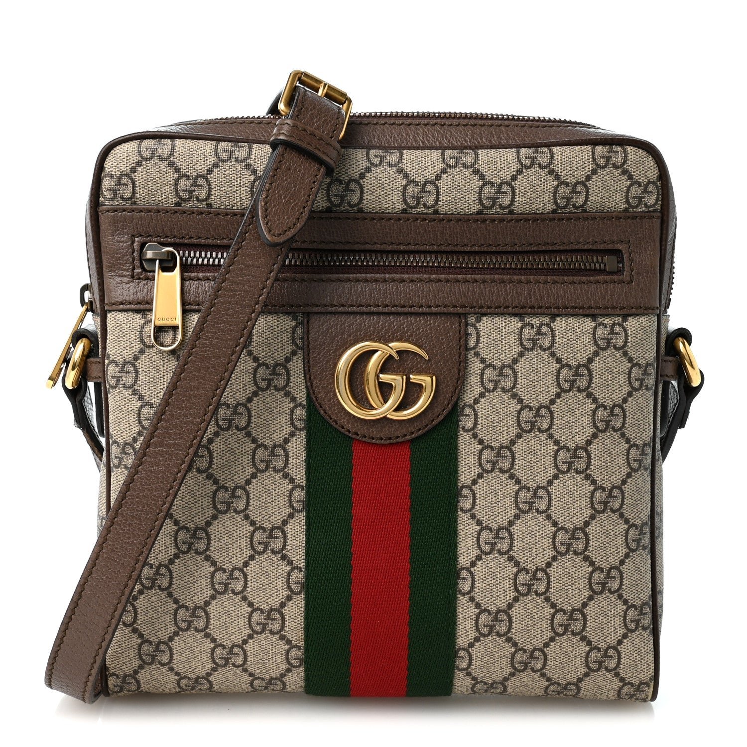 Gucci GG Supreme Monogram Web Small Ophidia Messenger Bag Brown