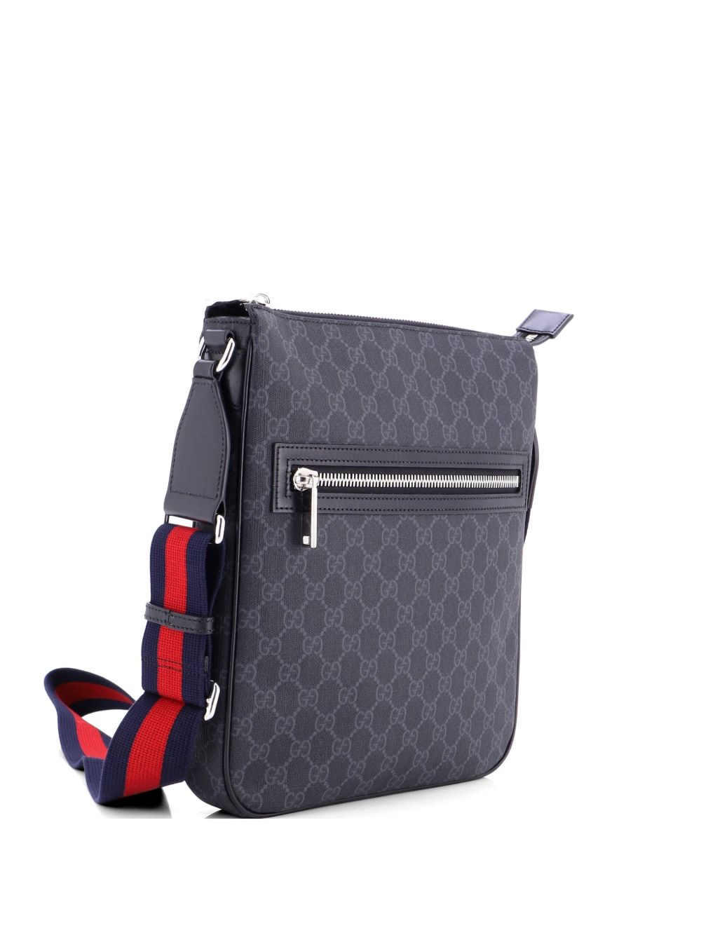 Web Strap Front Zip Messenger Bag GG Coated Canvas Medium crossbody bag
