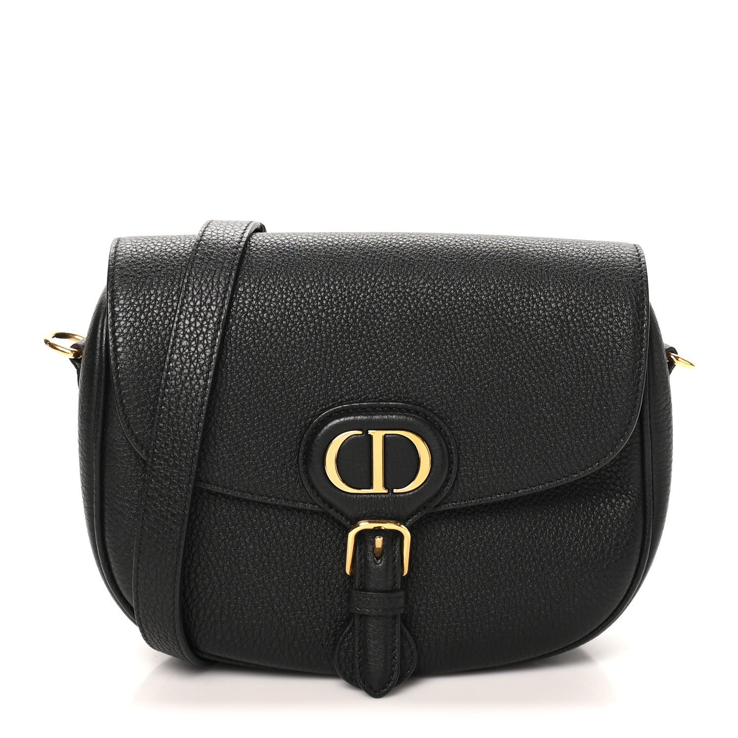 Christian Dior Grained Calfskin Medium Bobby Flap Black