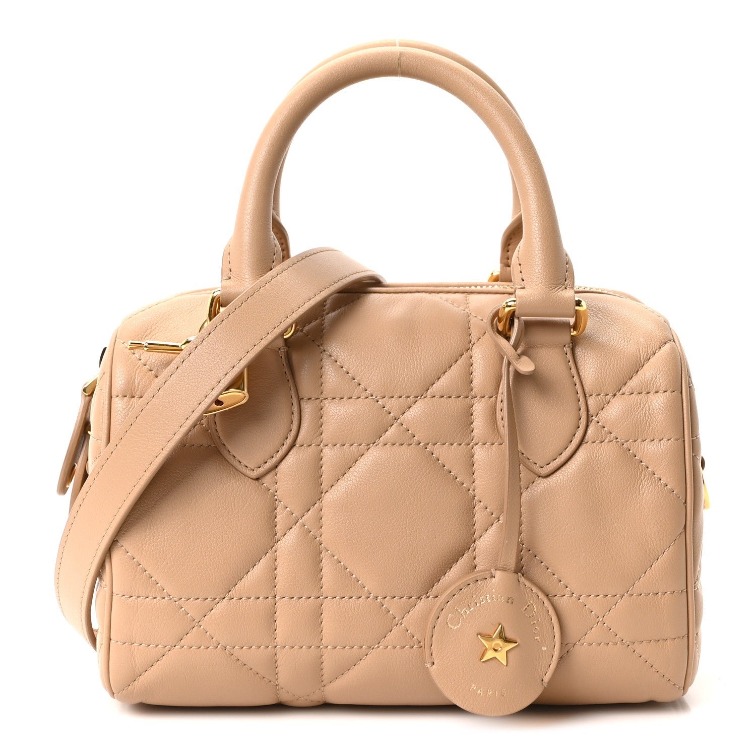 Dior Christian Dior Calfskin Macrocannage Groove 20 Bag Biscuit
