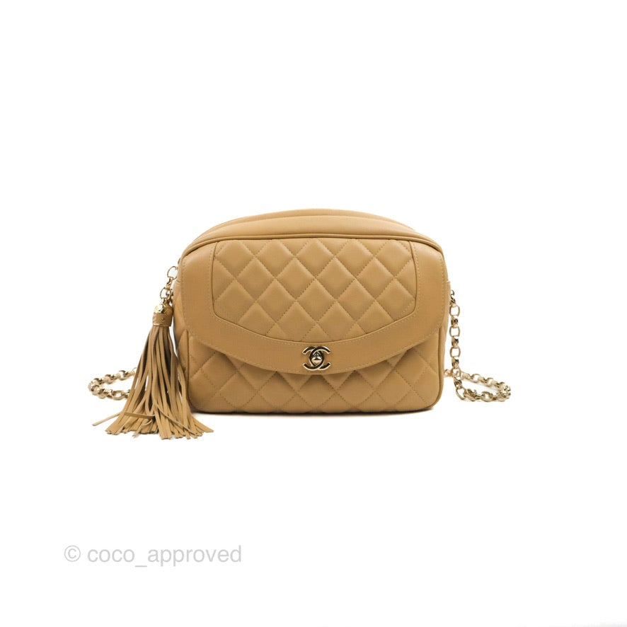 Chanel Calfskin Coco Vintage Camera Case Beige Gold Hardware
