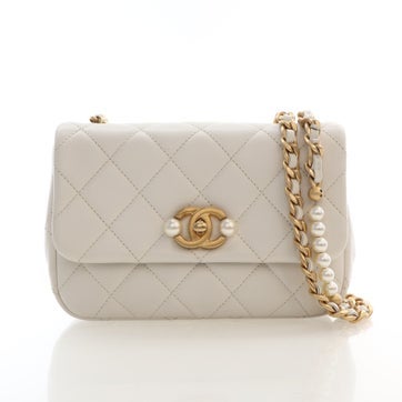 Calfskin Pearl Side Flap Bag Mini