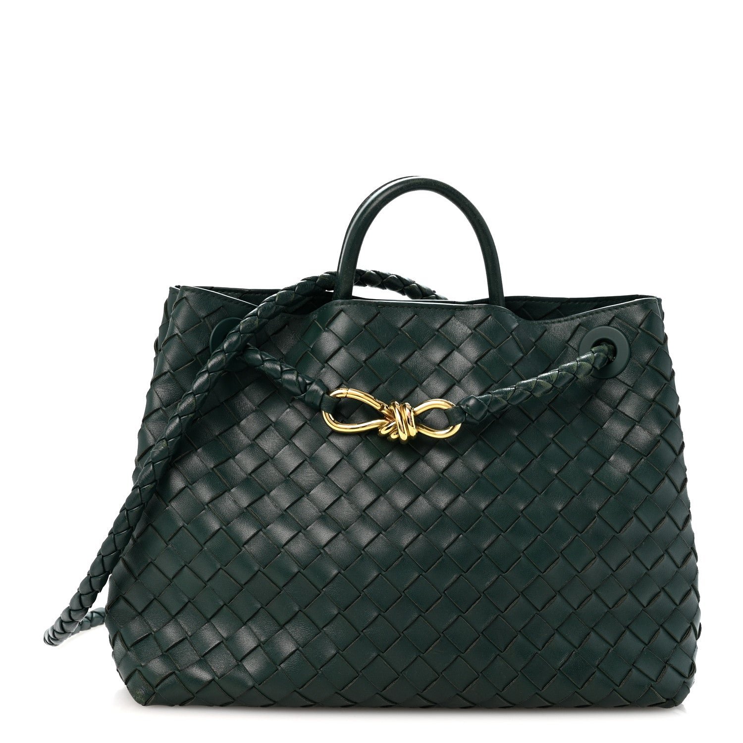 Bottega Veneta Nappa Intrecciato Medium Andiamo Shoulder Bag Emerald Green