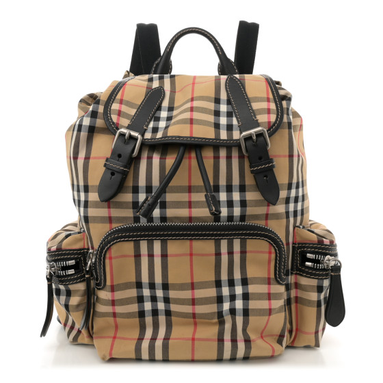 Burberry Nylon Vintage Check Medium Rucksack Backpack Antique Yellow