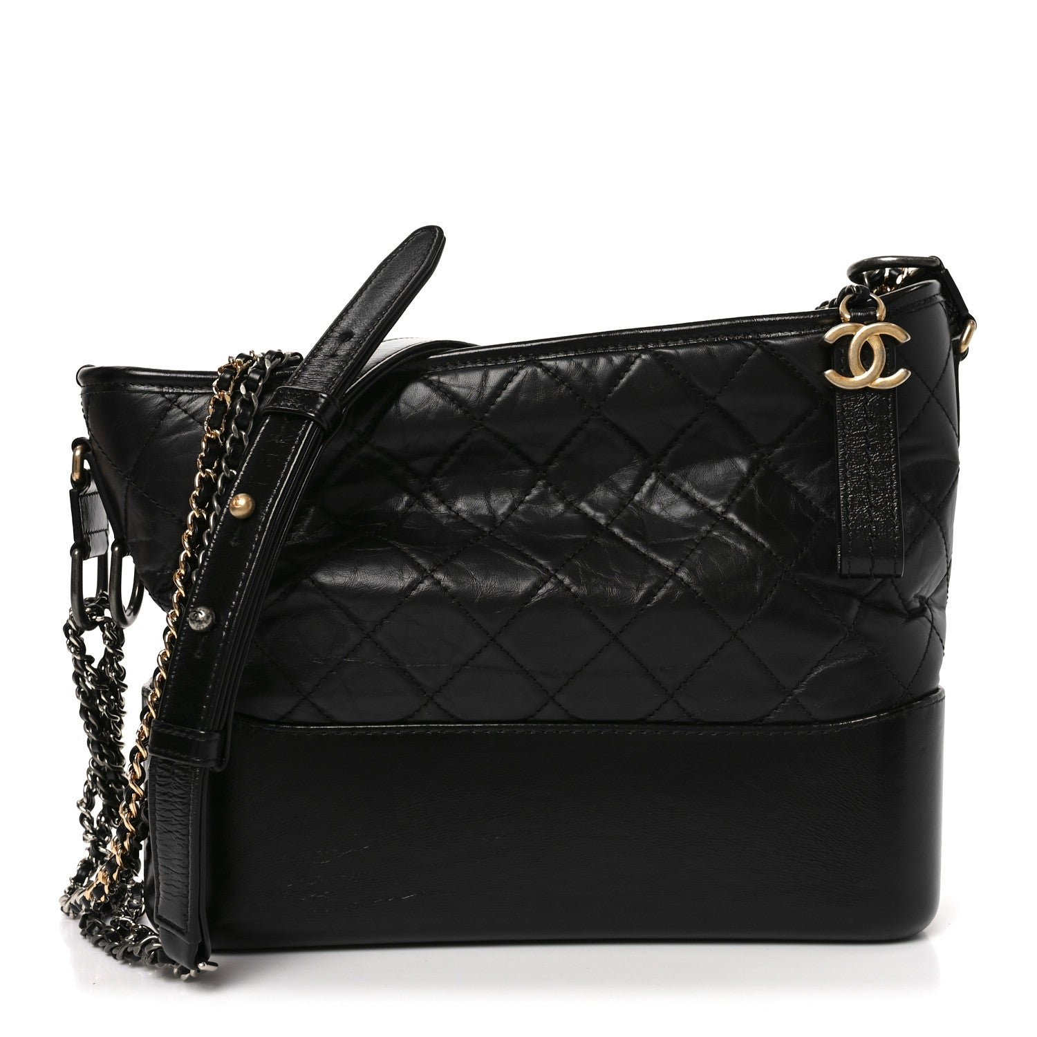 Chanel Chanel Aged Calfskin Quilted Medium Gabrielle Hobo Black
