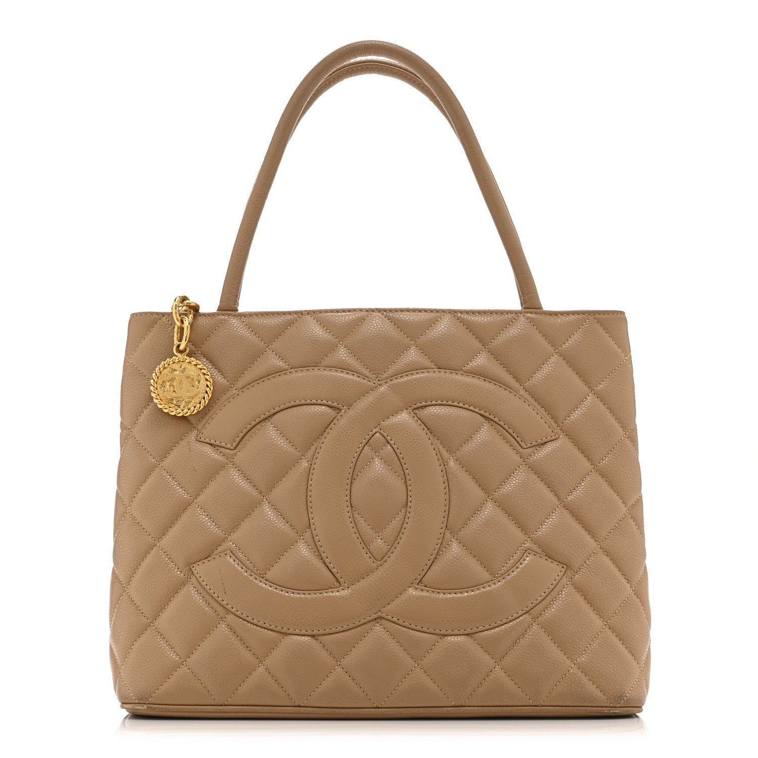 Chanel Caviar Quilted Medallion Tote Beige