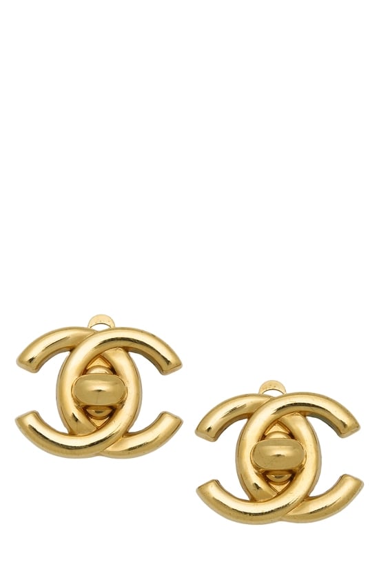 Gold 'CC' Turnlock Earrings Medium