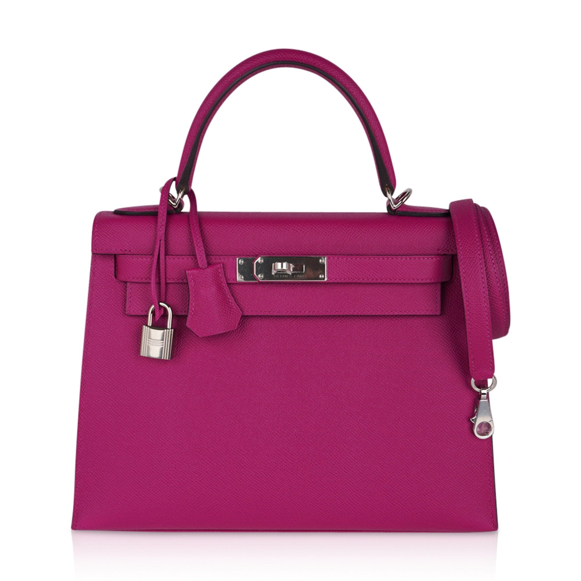 Hermes Hermes Kelly 28 Sellier Bag Rose Pourpre Epsom Leather with Palladium Hardware