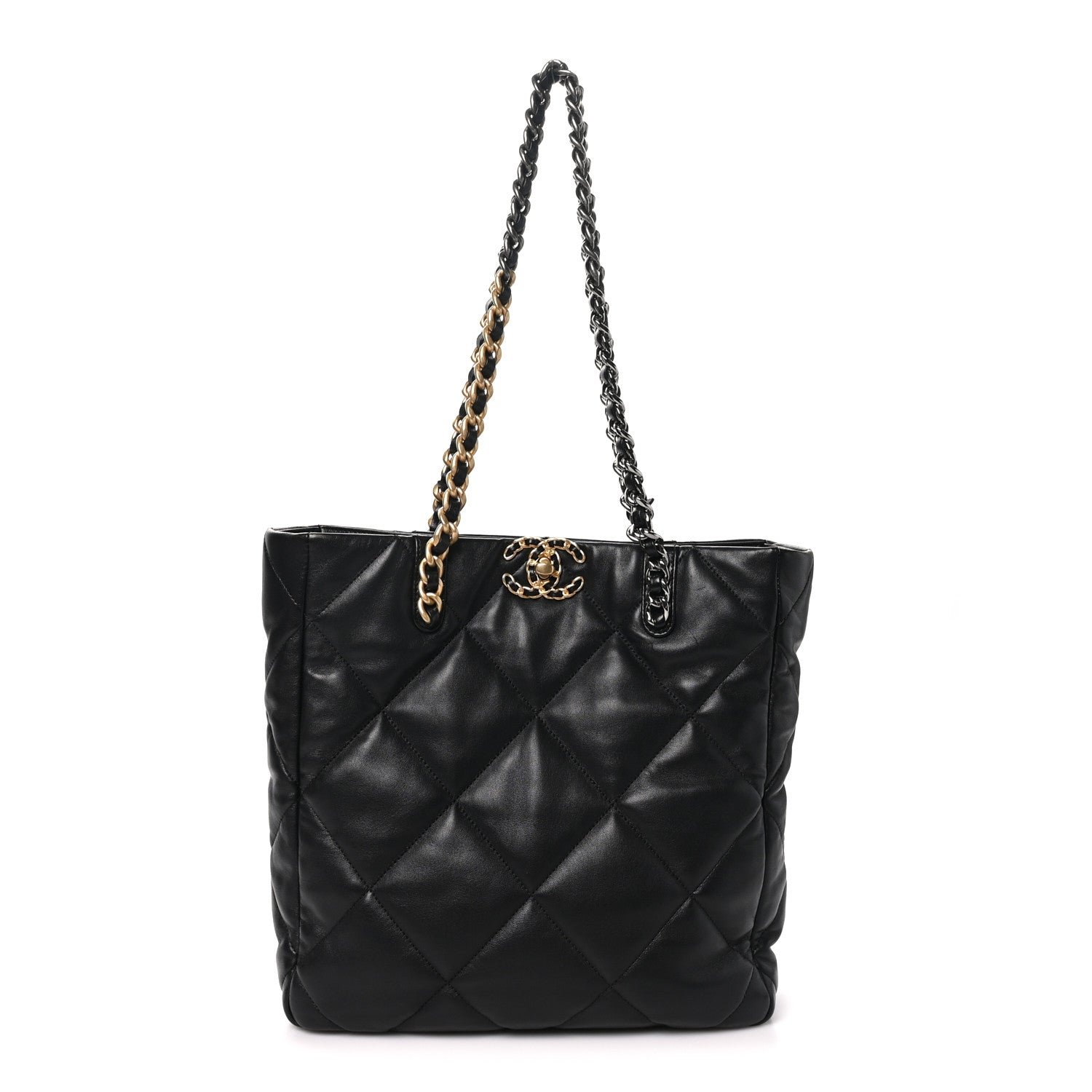 Chanel Lambskin Quilted Chanel 19 Shopping Bag Black
