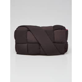 Bottega Veneta Bottega Veneta Black/Pink Woven Padded Nylon Cassette Belt Bag