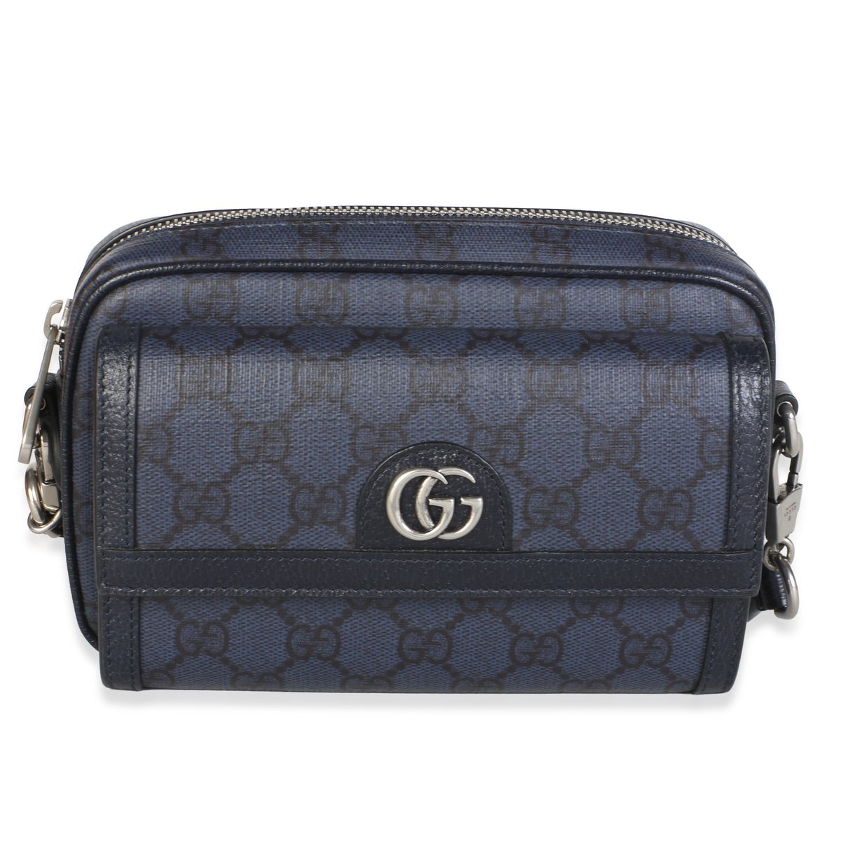 Navy GG Supreme Canvas Textured Dollar Calfskin Mini Ophidia Bag