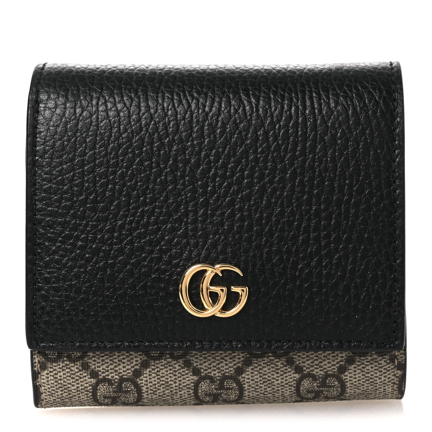 Gucci Gucci Dollar Calfskin GG Supreme Monogram Medium GG Marmont Wallet Black Beige Ebony