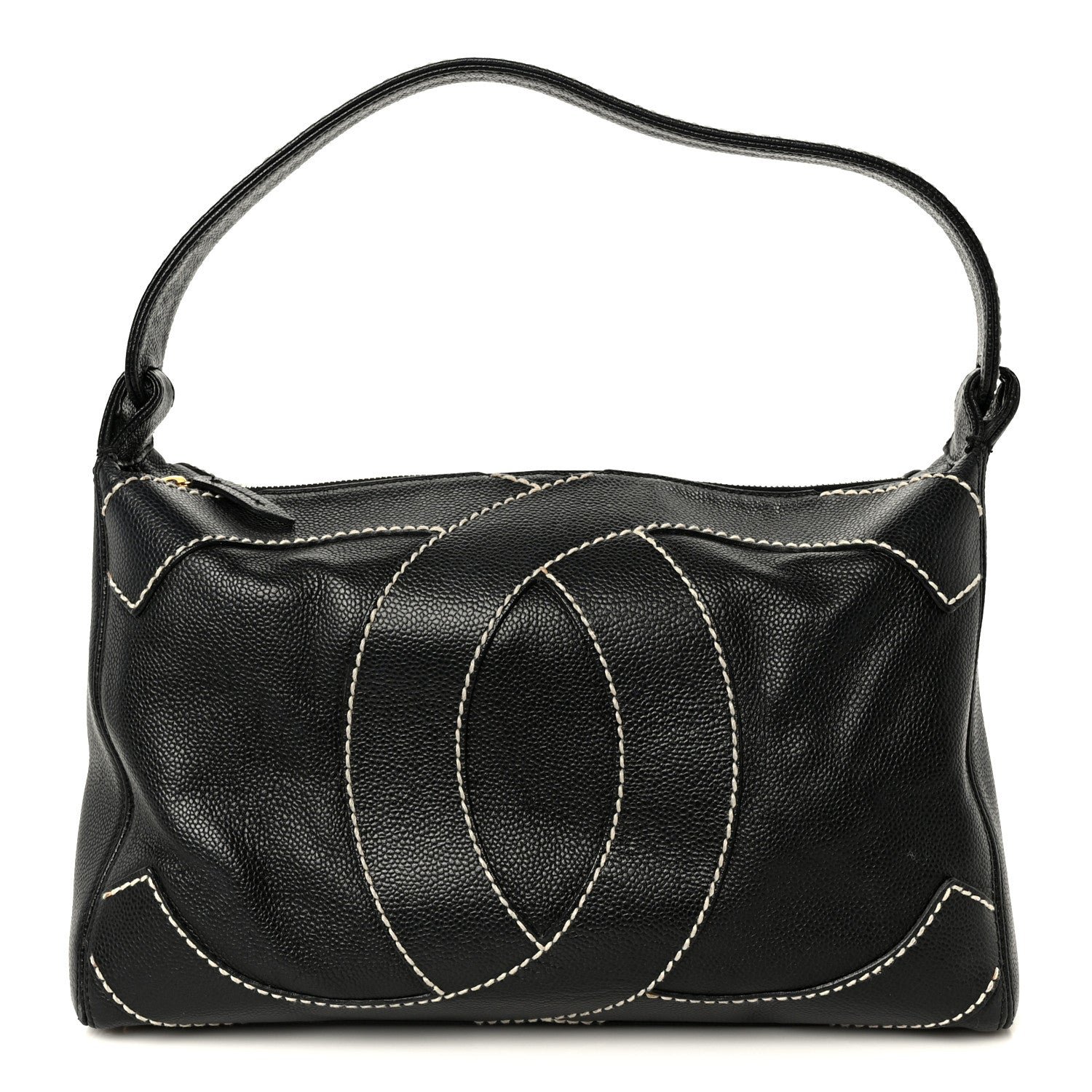 Chanel Caviar CC Stitched Hobo Black