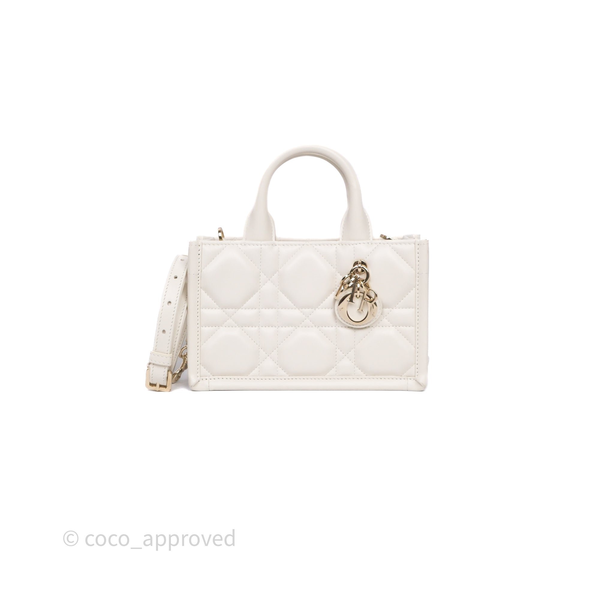 Christian Dior Mini Dior Book Tote Latte Macrocannage Calfskin Gold Hardware