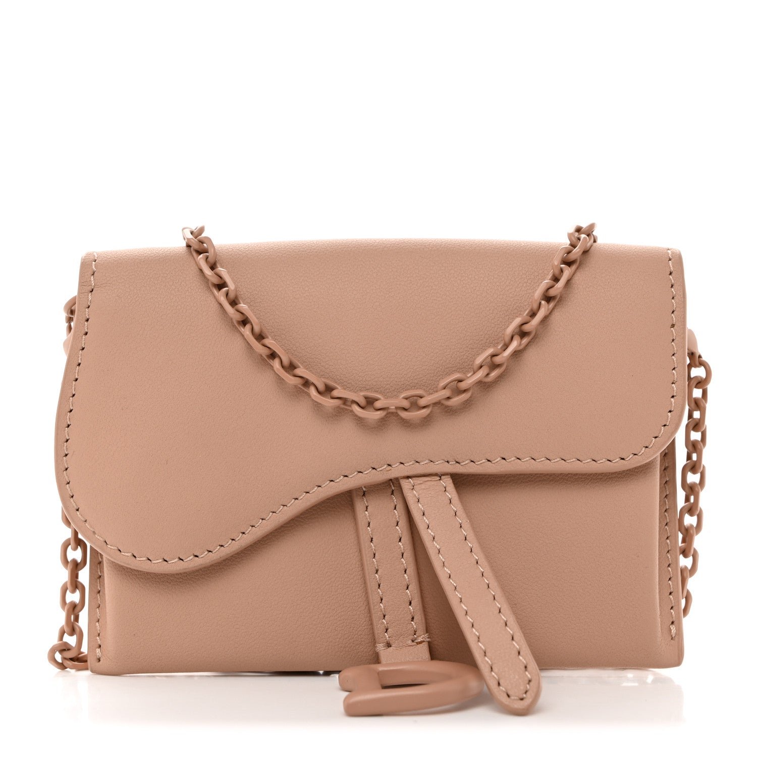 Dior Ultra Matte Calfskin Nano Saddle Chain Pouch Rose Des Vents